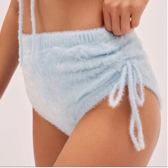 For Love and Lemons Fiona Fuzzy Brief Bottoms Side Tie Size Large - Picture 2 of 8